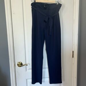 SHEIN solid blue pants with pockets and belt. Great for work